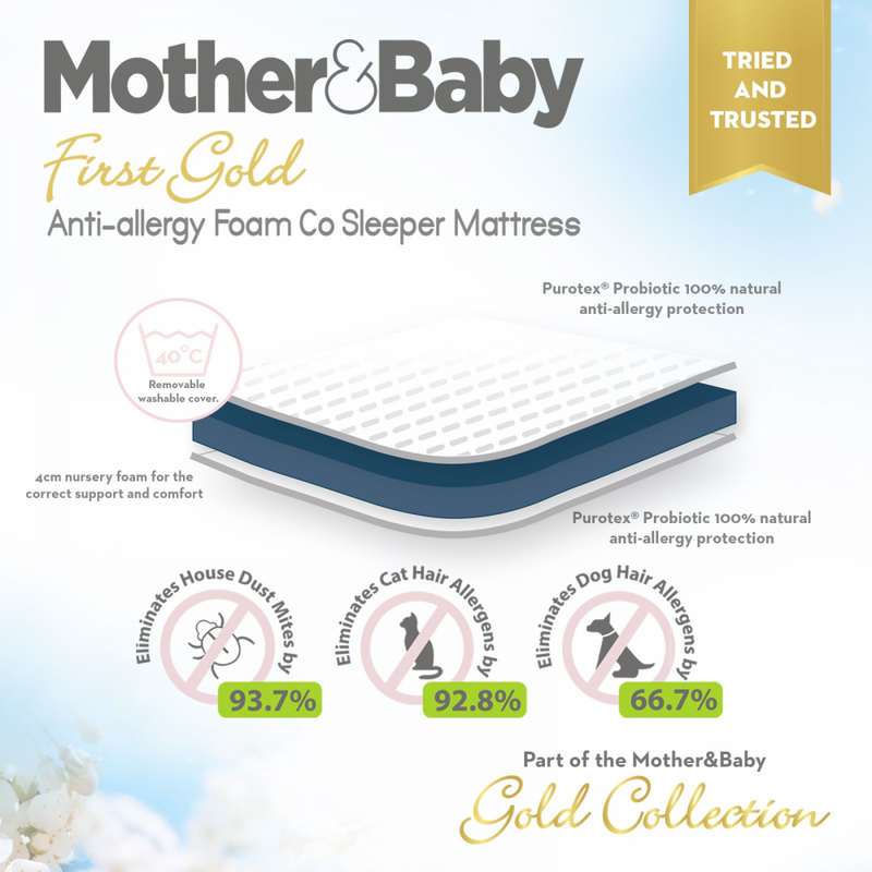 Mother&Baby First Gold Anti Allergy Foam Co Sleeper Mattress 83x50 cm.