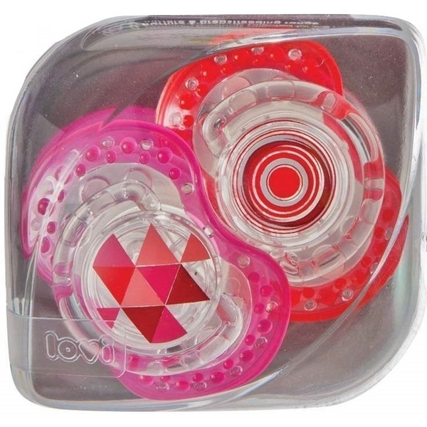 Haberman Dynamic Soother - 3m+ - Pink and Red - Twin Pack