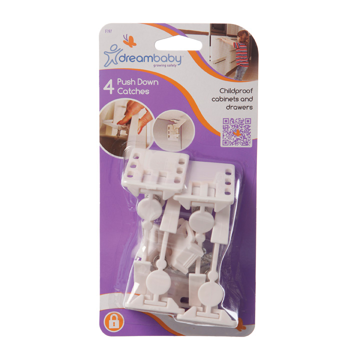 Dreambaby Push Down Draw Catches - Pack of 4