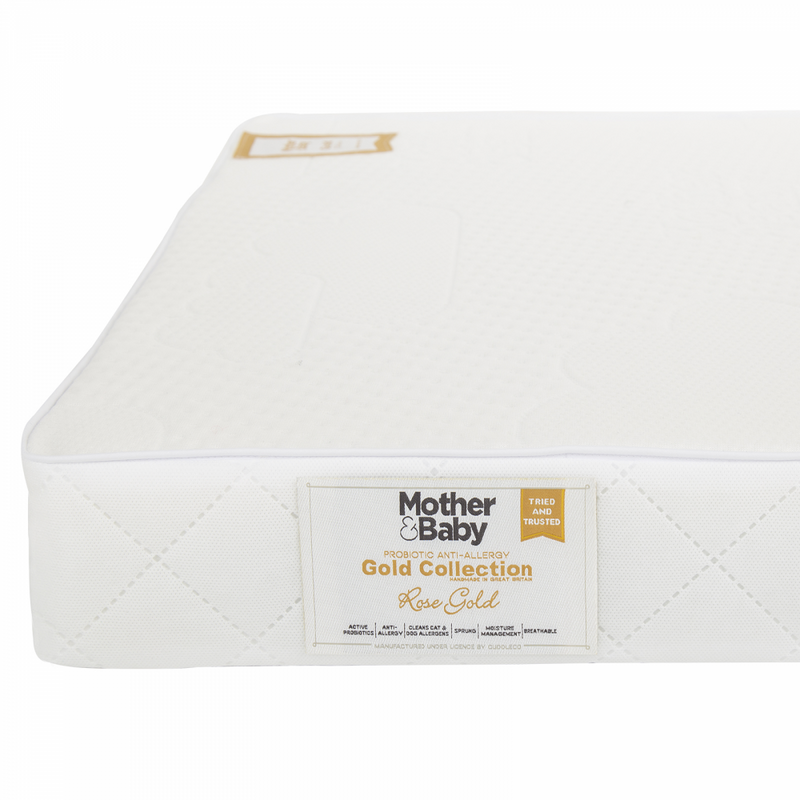8 mother and baby rose gold cot bed mattress
