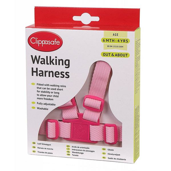 Clippasafe Walking Harness with Reins Pink