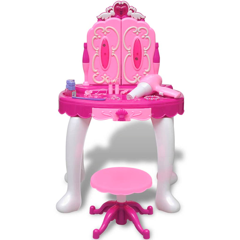 tegmen_kid's_pink_3-mirror_playroom_vanity_table_with_lights_&_sound_2