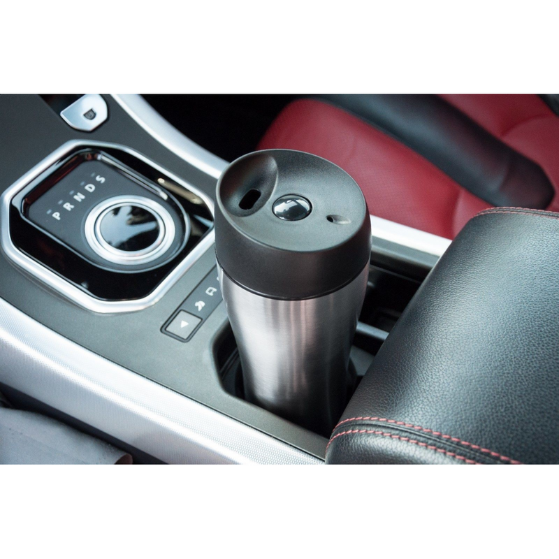 AA Vacuum Insulated Travel Tumbler Lifestyle in the car