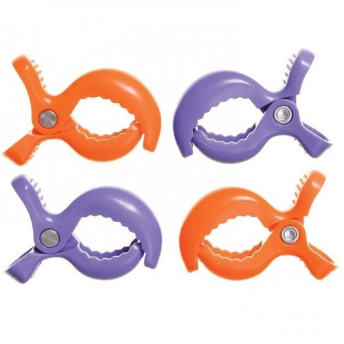 Dreambaby Strollerbuddy Stroller Clips – Pack of 4 – Purple and Orange