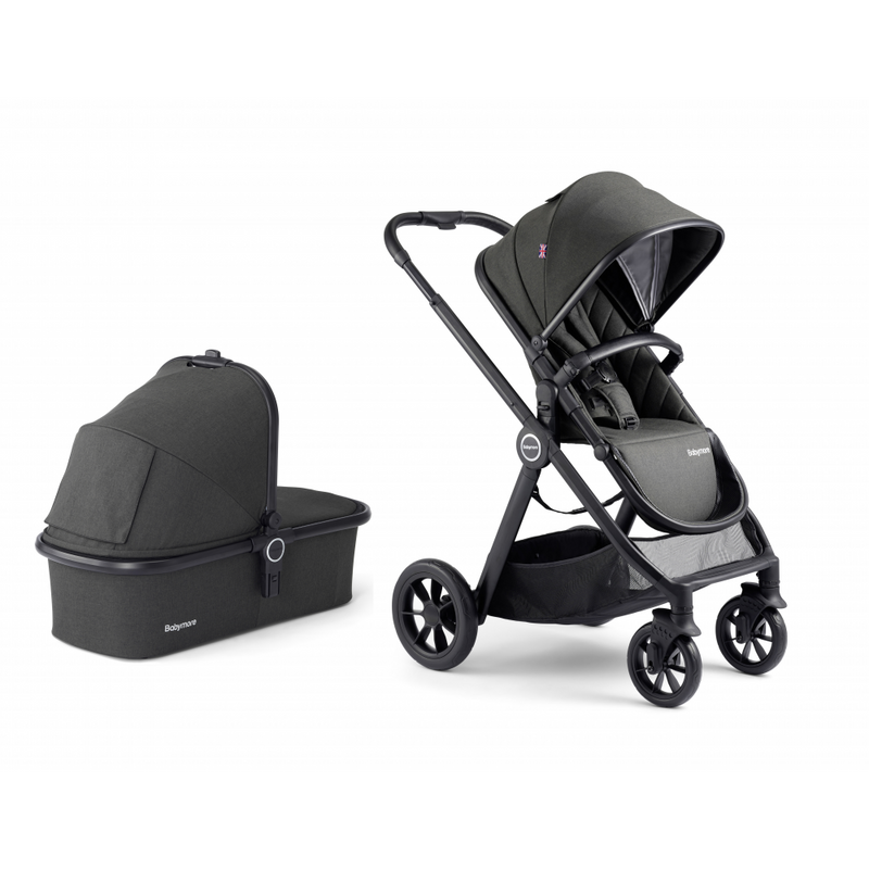 Babymore MeMore Pram &amp; Pushchair 11 Piece - Black Espresso - Seat and Carry Cot