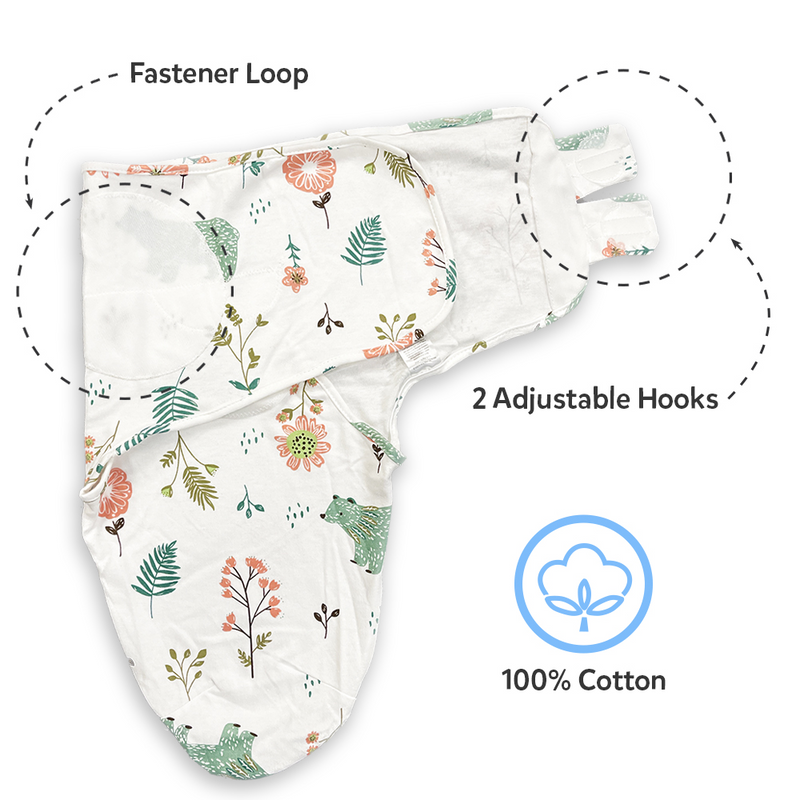 Callowesse Newborn Baby Swaddle - Pack of 2 - Bears and Blossoms & Exotic Kingdom