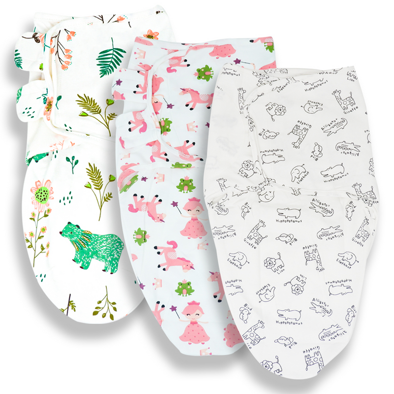Callowesse Newborn Swaddle - 3 Pack - Bears and Blossoms, Pink Unicorns & Monochrome Jungle