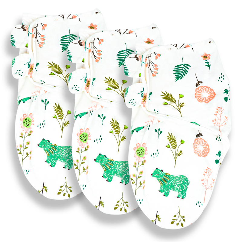 Callowesse Newborn Baby Swaddle - Pack of 3 - Bears and Blossoms