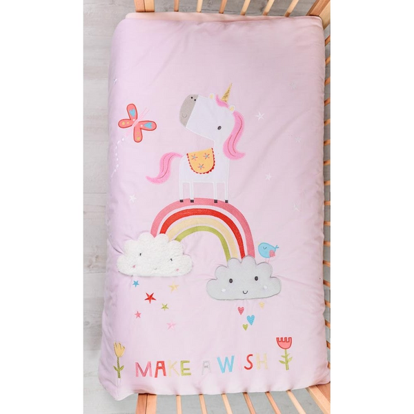 Bizzi Growin Cot Bed Quilt - Rainbows &amp; Unicorns