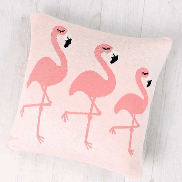 Bizzi Growin Knitted Cushion - Flamingo