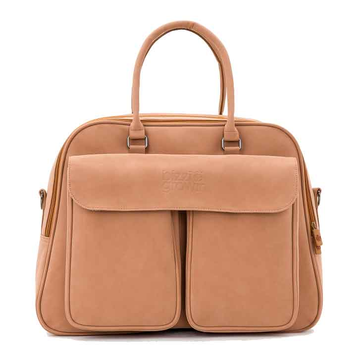 Bizzi Growin Vegan Leather Pod Travel Changing Bag - Porcini - Front View