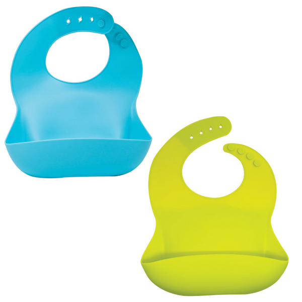 Callowesse Silicone Bibs 3 Pack - Lime Green and Blue