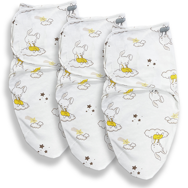 Callowesse Newborn Baby Swaddle - 0-3 Months - Bunny Dreams - Pack of 3