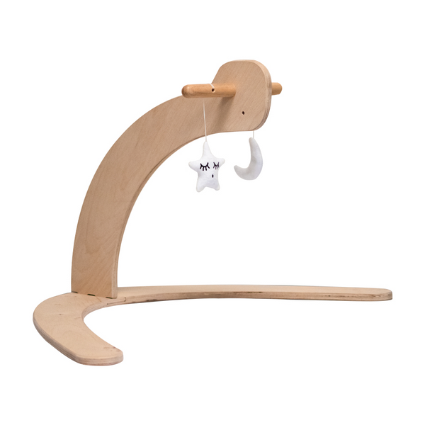 Callowesse Dinky Wooden Baby Gym – Newborn Play Gym with Moon & Star Soft Toys