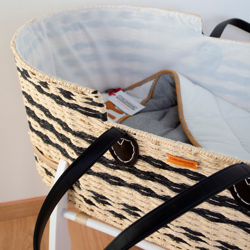 Childhome Moses Basket (Handle, Liner + Mattress) - NaturalAnthracite