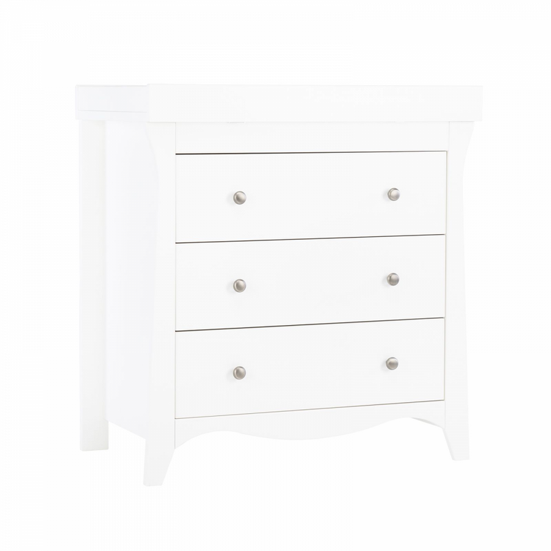 Cuddleco Clara 3 Drawer Dresser – Satin White