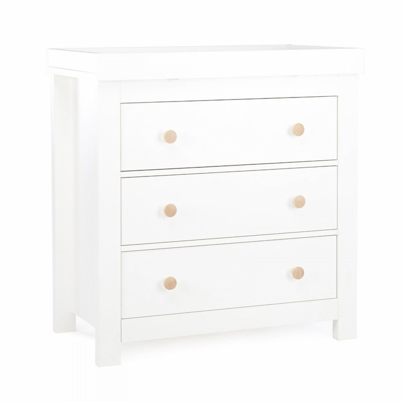 Cuddleco Aylesbury 3 Drawer Dresser – Satin White/Ash