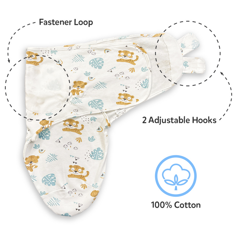 Callowesse Newborn Baby Swaddle - 0-3 Months - Curious Cubs - Pack of 2