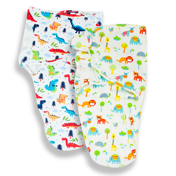 Callowesse Newborn Baby Swaddle - Pack of 2 - Dino Land & Exotic Kingdom