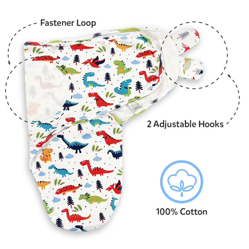 Callowesse Newborn Baby Swaddle - Pack of 2 - Dino Land & Little Lions