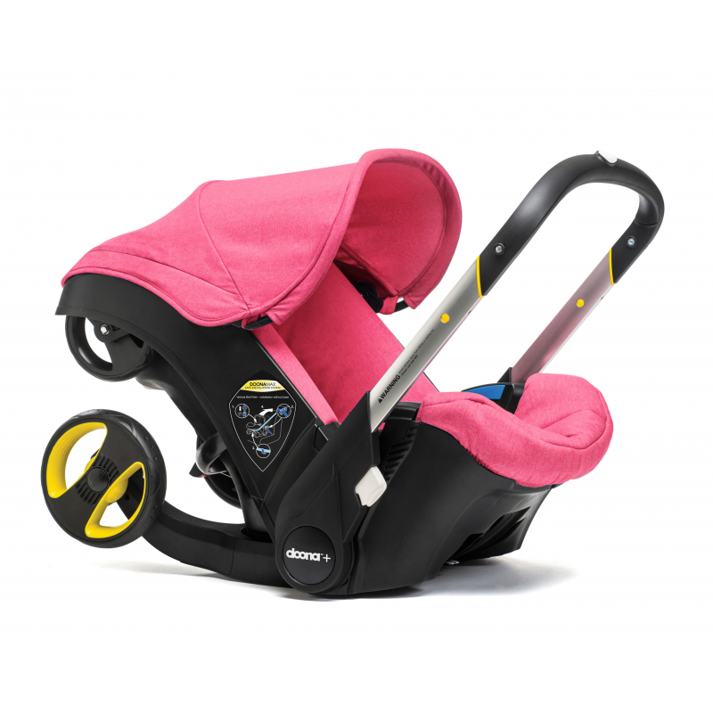 Doona Car Seat Stroller Nitro Black With Colour Pack & Essentials Bag (Pink)