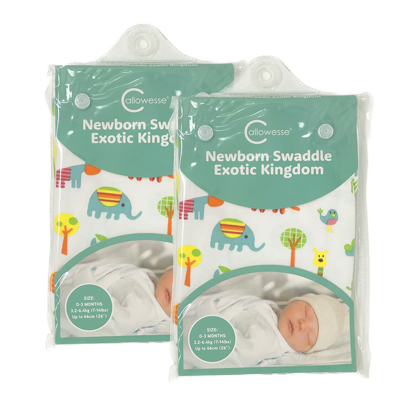 Callowesse Newborn Baby Swaddle - Pack of 2 - Exotic Kingdom