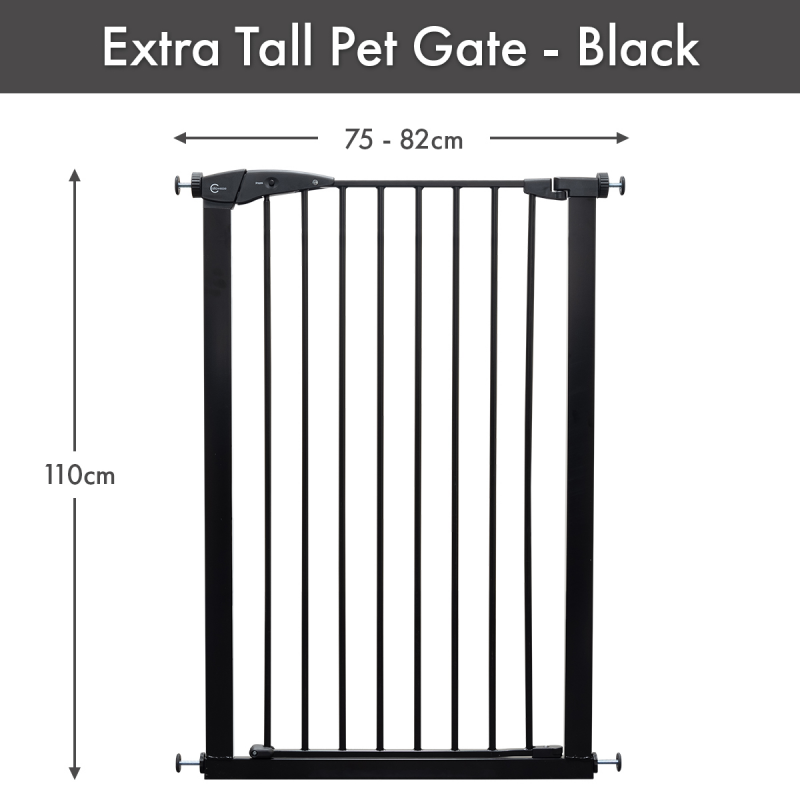 Callowesse Extra Tall Pet Gate – 75cm – 82cm wide and 110cm tall – Black