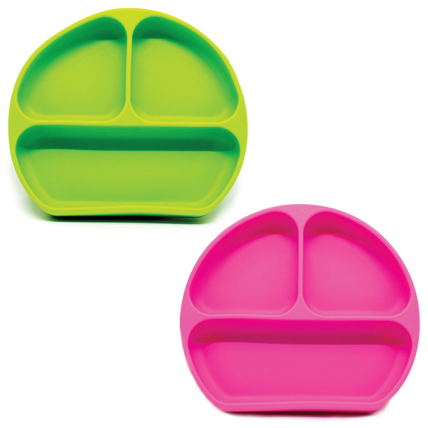 Callowesse Silicone Suction Plates 2 Pack - Green & Pink
