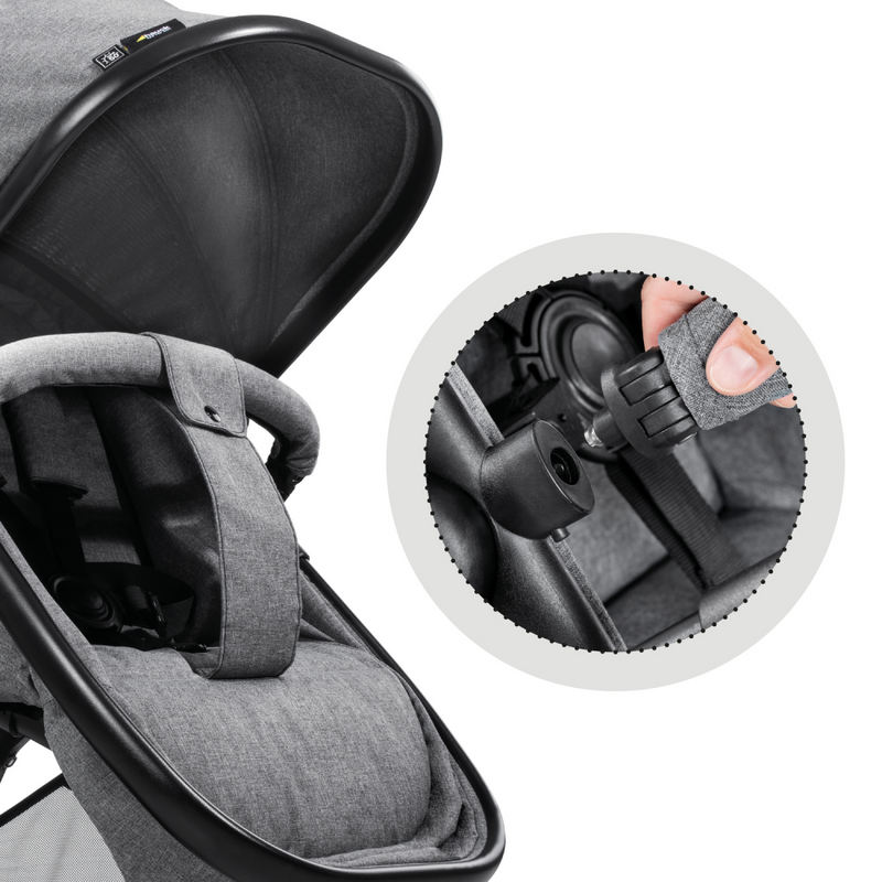 Hauck Atlantic Twin Pushchair - Grey - Removable Support Bar