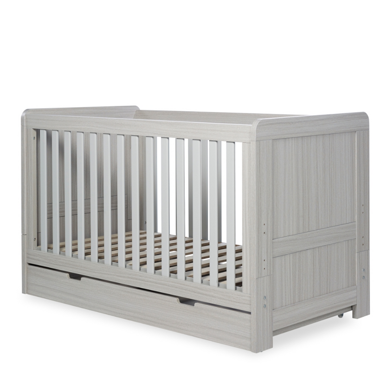 Ickle Bubba Pembrey Cot Bed and Under Drawer - Ash Grey