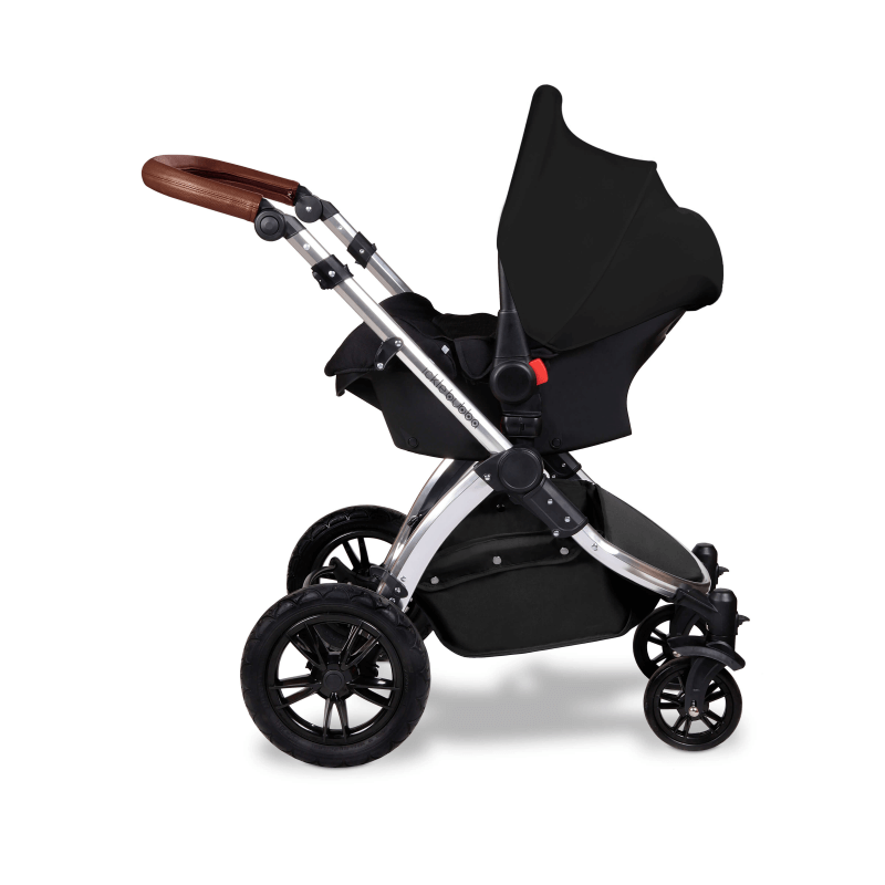 Ickle Bubba Stomp V3 All In 1 Travel System with ISOFIX Base – Black on Silver