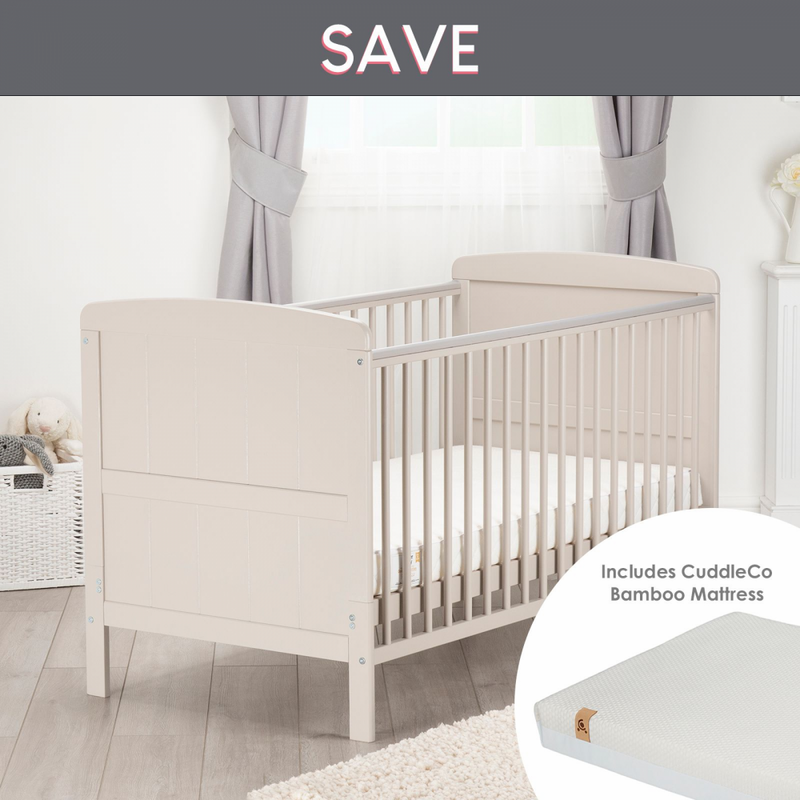 Cuddleco Juliet Cot Bed and Harmony Sprung Mattress – Dove Grey