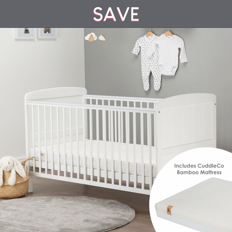 Cuddleco Juliet Cot Bed and Lullaby Foam Mattress – White