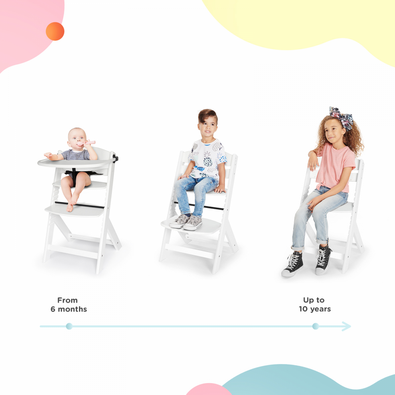 Kinderkraft Enock 2 in 1 High Chair- White- 6 months to 10 years