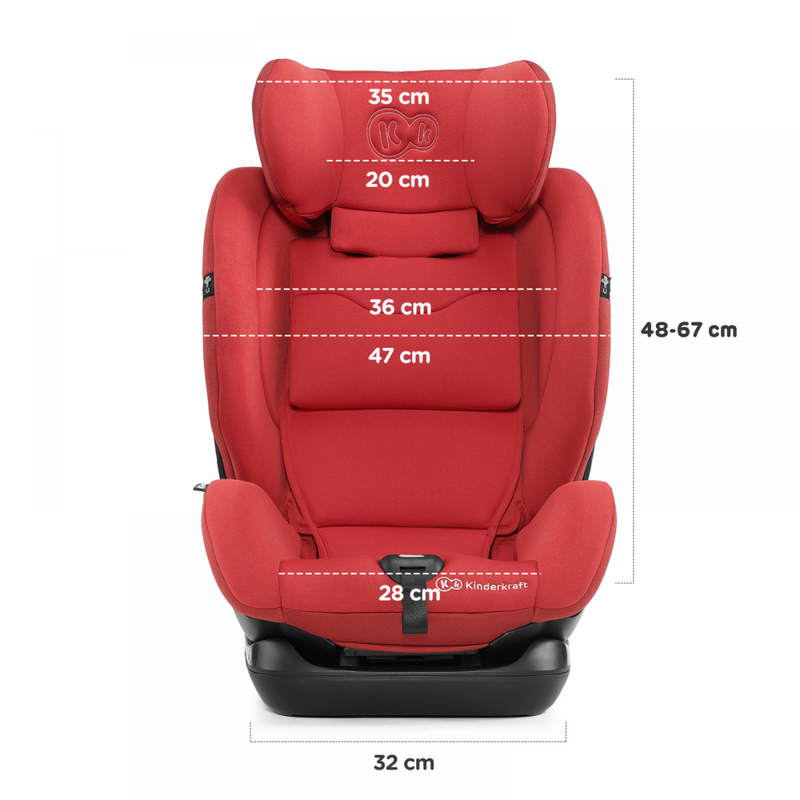 Kinderkraft MyWay Car Seat- Red- Child Seat dimensions