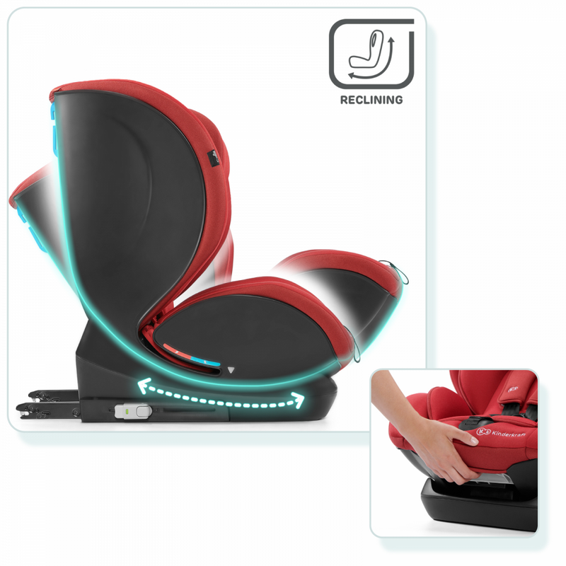 Kinderkraft MyWay Car Seat- Red- Recline seat side