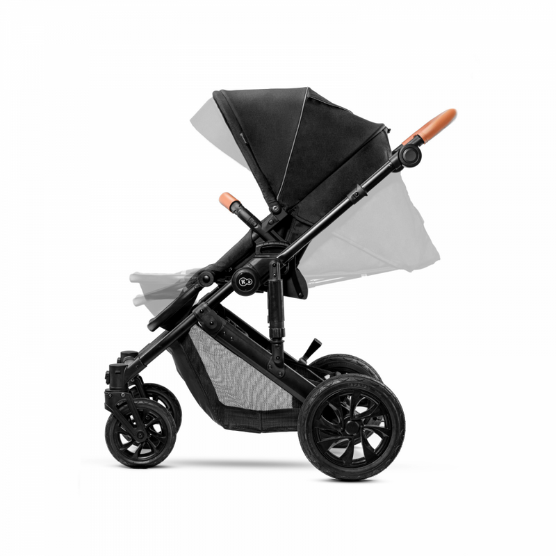 Kinderkraft Prime 2 in 1 Pushchair- Black- Stroller Recline seat, Sun canopy and footrest adjustment