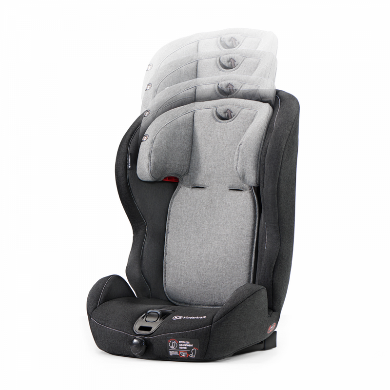Kinderkraft Safety-First Car Seat- Black and Grey- Headrest Adjustment