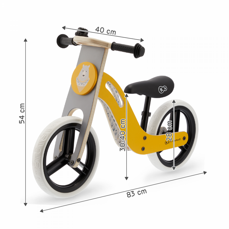 Kinderkraft Uniq Balance Bike- Honey Dimensions
