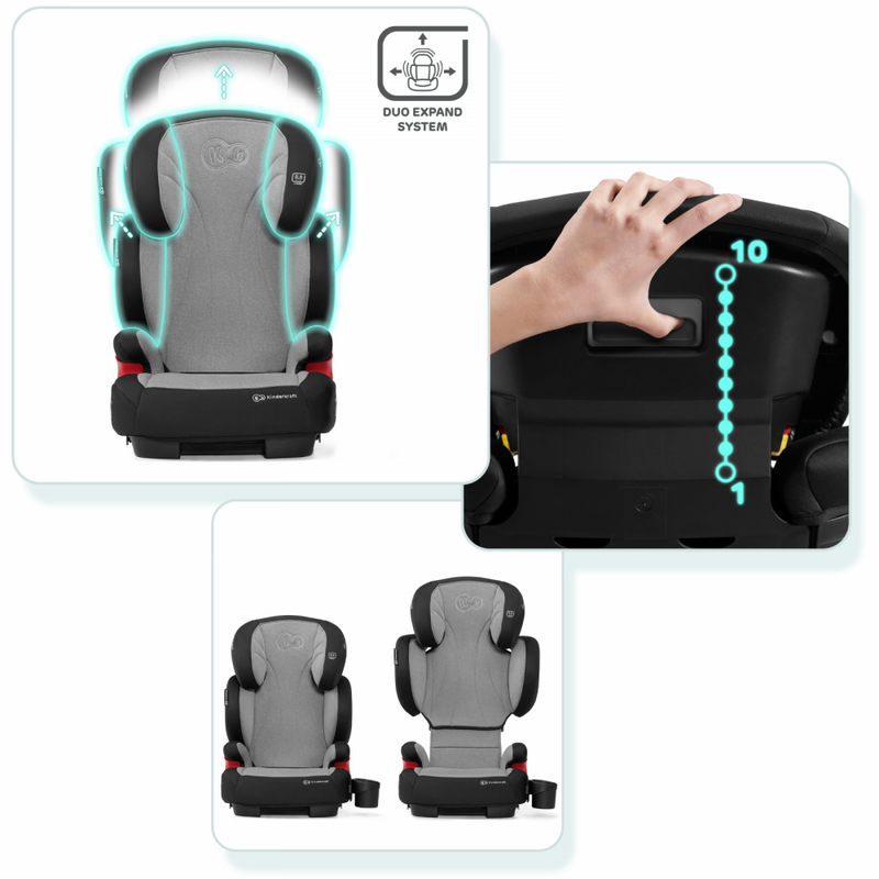 Kinderkraft Unity Car Seat- Black- Headrest Adjustments