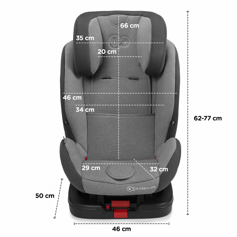 Kinderkraft Vado Group Car Seat- Black- Dimensions child seat