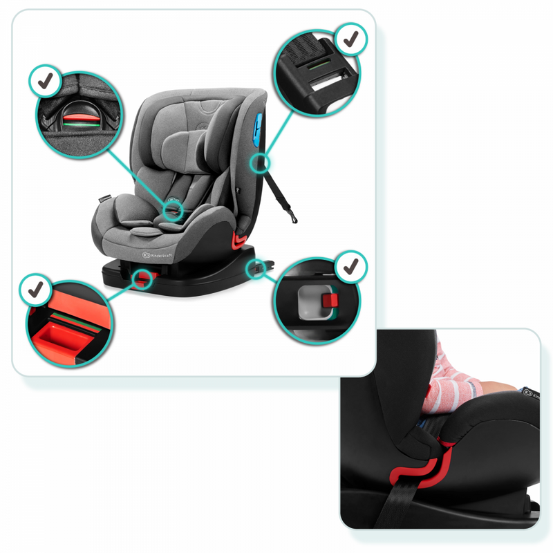 Kinderkraft Vado Safety Car Seat- Grey- Safety harnesses