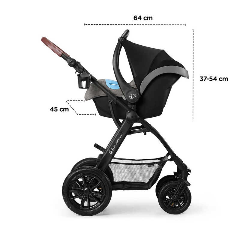 Kinderkraft Xmoov 2 in 1 Travel System- Black- Car Seat stroller dimensions
