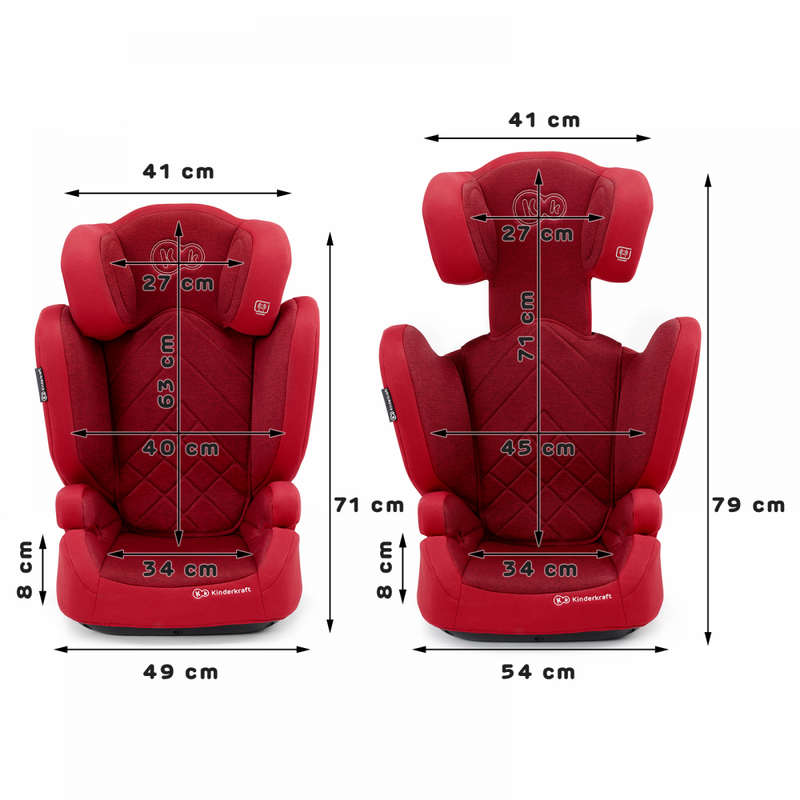 Kindkerkraft Xpans Car Seat- Red- Dimensions