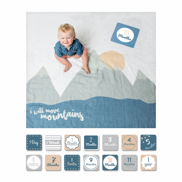 Lulujo Single Cotton Swaddle & Cards – I Will Move Mountains