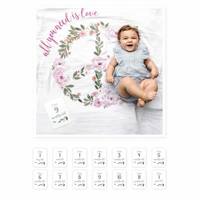 Lulujo Single Cotton Swaddle & Cards – All You Need Is Love
