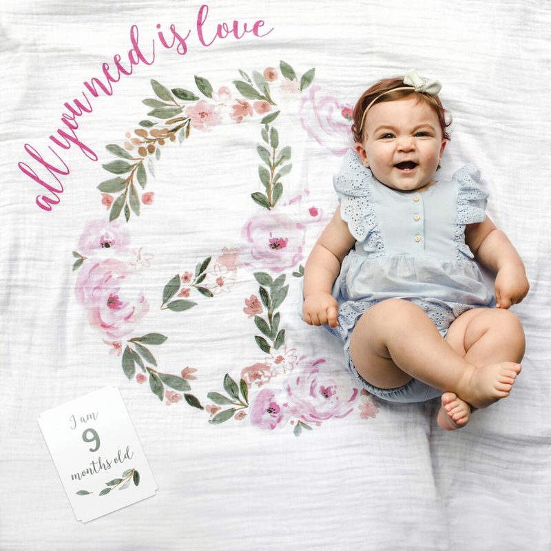 Lulujo Single Cotton Swaddle & Cards – All You Need Is Love