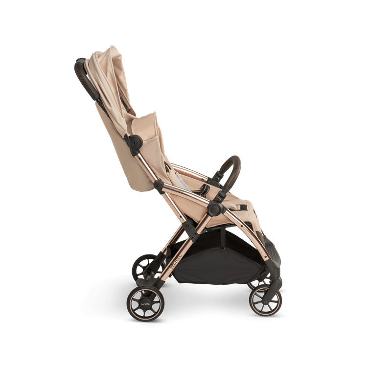 Laclerc Influencer Stroller - Sand Chocolate - Side View Canopy In