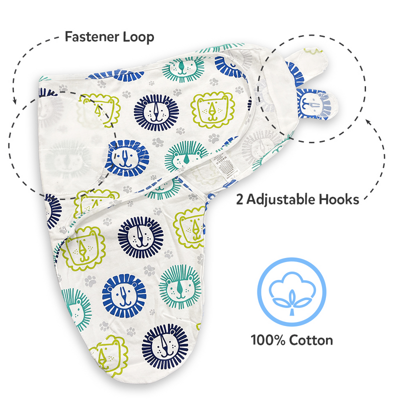 Callowesse Newborn Baby Swaddle - Pack of 2 - Little Lions