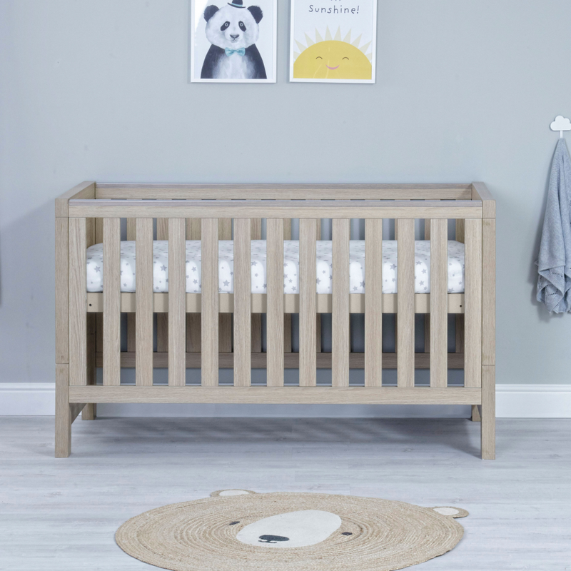 Luno Cot Bed - Oak - Front View
